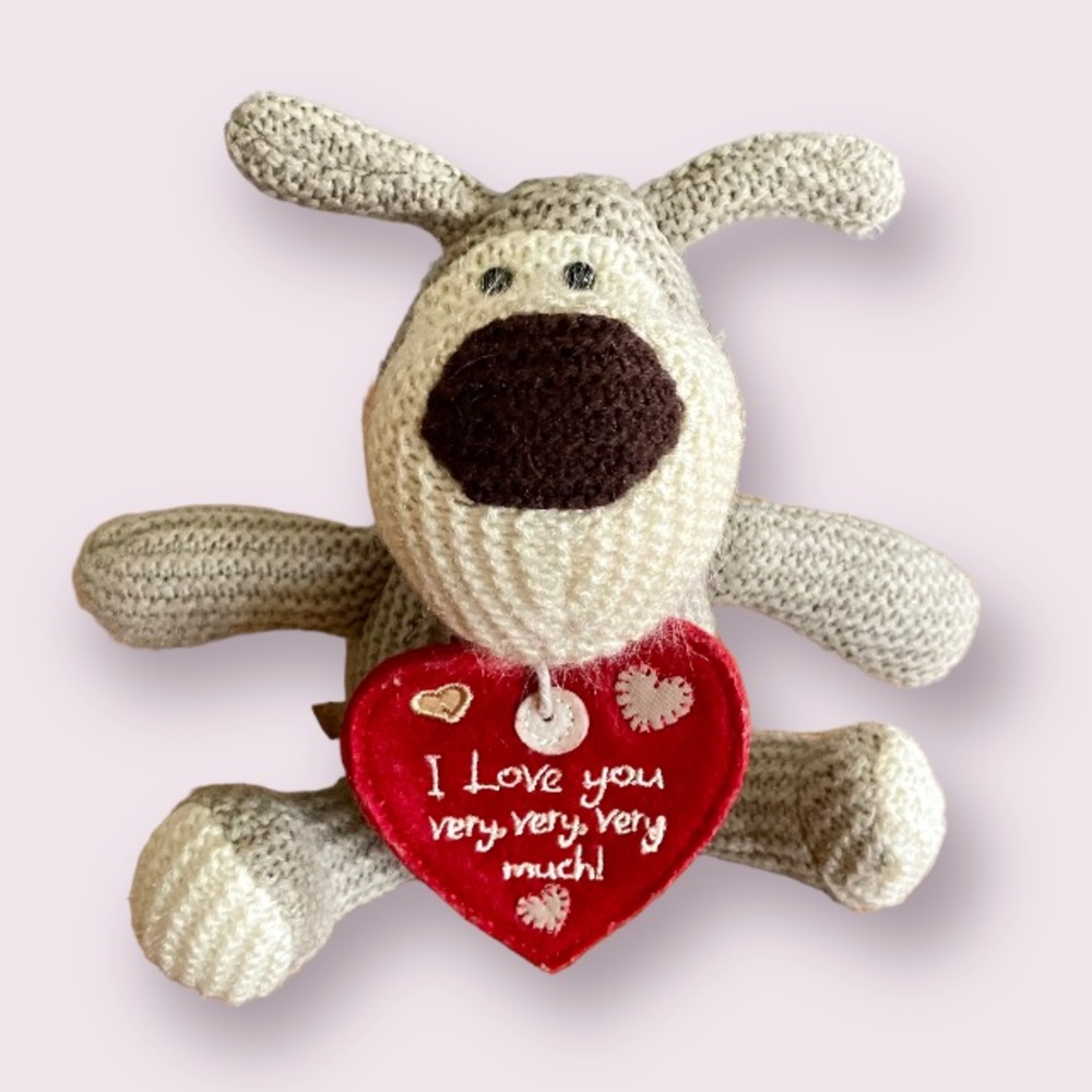 Boofle Knit Plush Dog Red Heart w You Make My Heart Happy By American Greetings